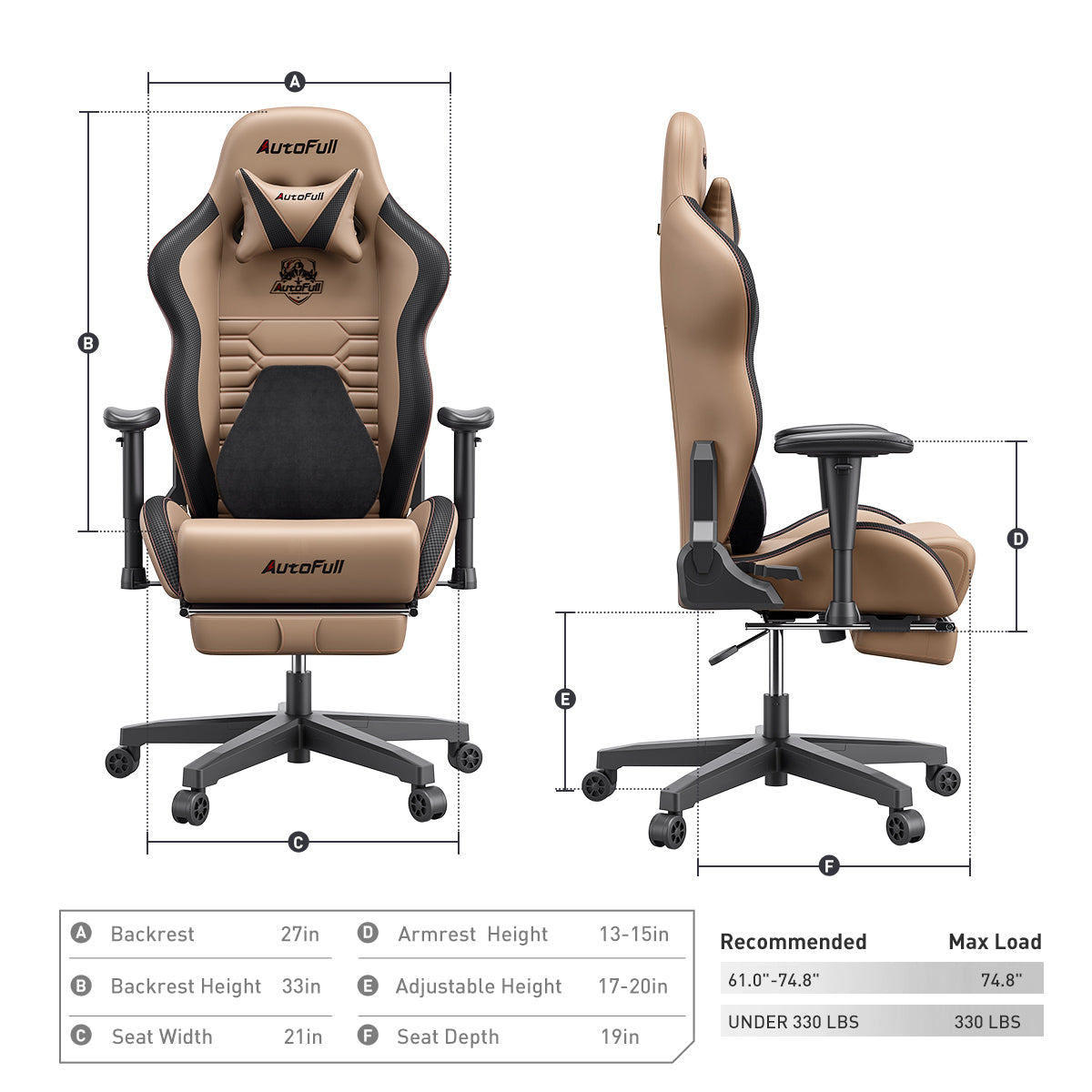 AutoFull C3 Gaming Chair Brown