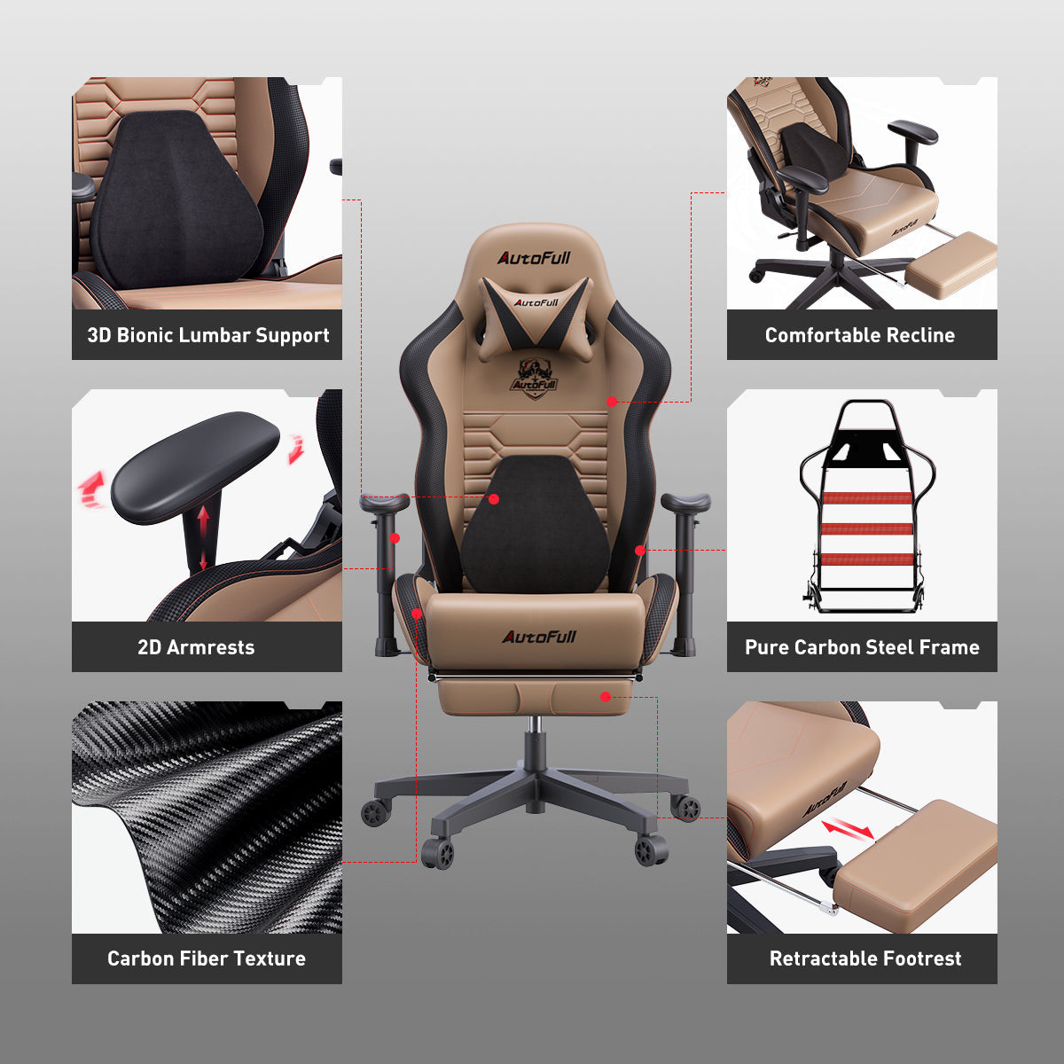 AutoFull C3 Gaming Chair Brown